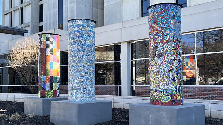 Three pillar mosaics were installed at Bryan West