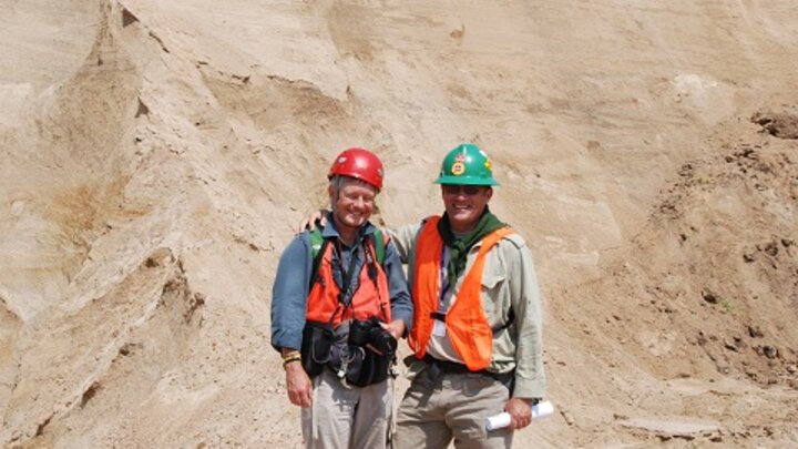 Fielding (left) and Joeckel (right) in the Beatrice Concrete Company Powell Sand and Gravel Pit near Fairbury, Neb. (Courtesy photo)