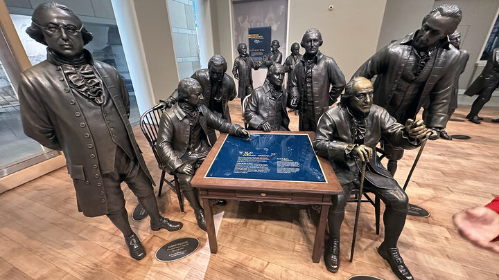 Sculptures of delegates to the Constitutional Convention stand in Signers’ Hall at the National Constitution Center in Philadelphia. The exhibit features 42 life-size bronze statues depicting framers who signed the U.S. Constitution, as well as those who dissented. The University of Nebraska-Lincoln will mark Constitution Day on Sept. 17 with public events and classroom outreach focused on the Constitution and contemporary constitutional issues.